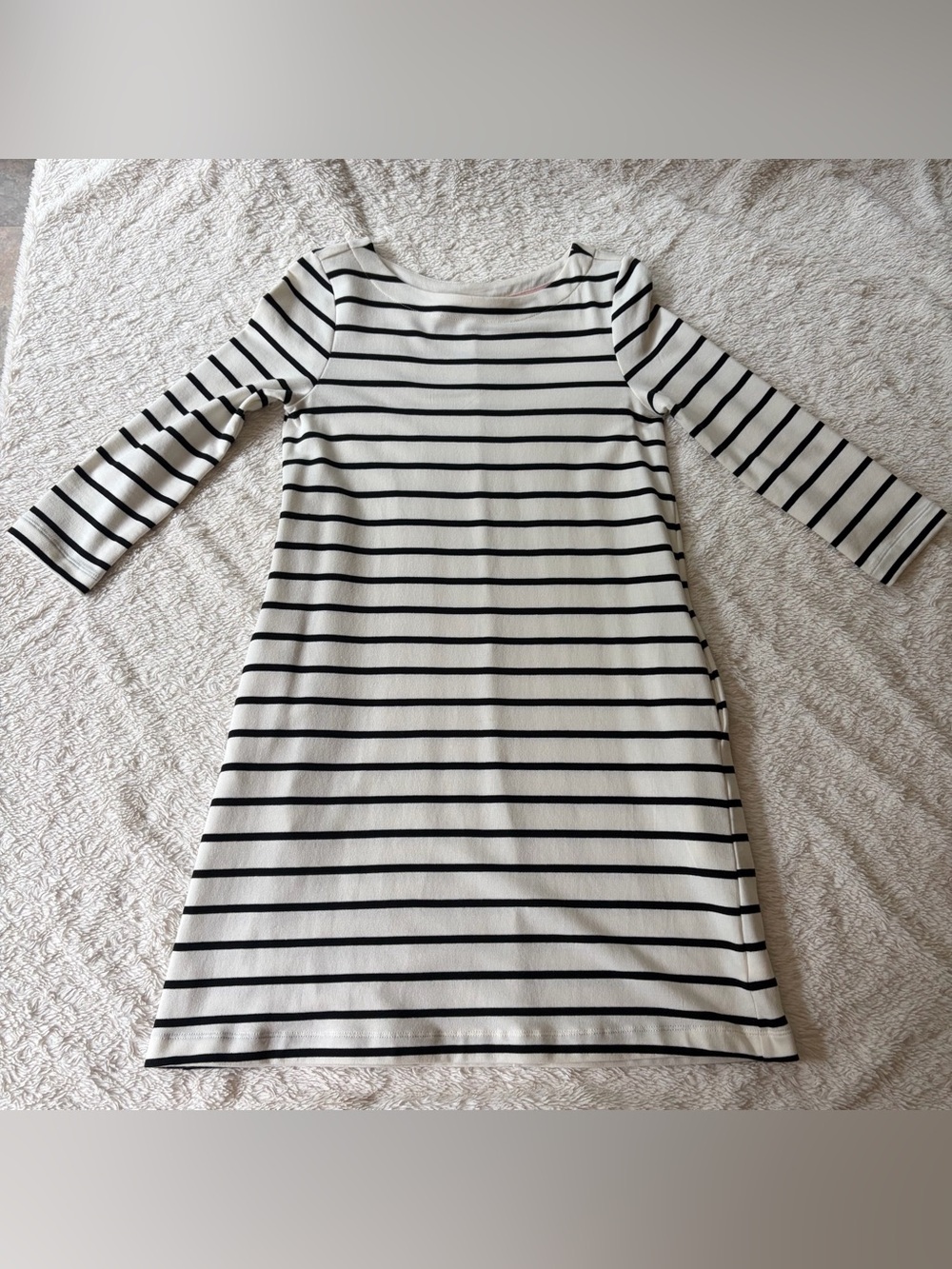 a new day Black & White Striped Long Sleeve Shift Dress